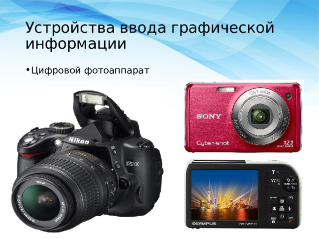 Устройства ввода графической информации Цифровой фотоаппарат 