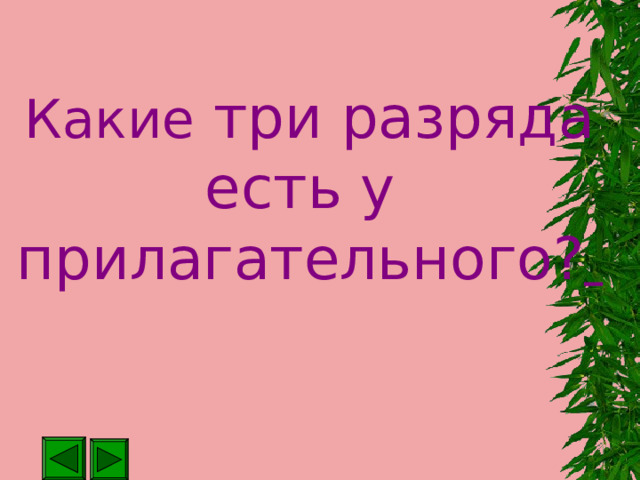Какие три разряда есть у  прилагательного?  