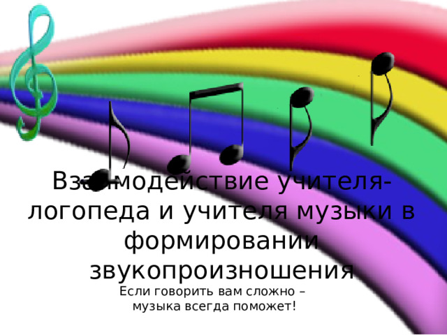 Взаимодействие учителя-логопеда и учителя музыки в формировании звукопроизношения Если говорить вам сложно –  музыка всегда поможет!  