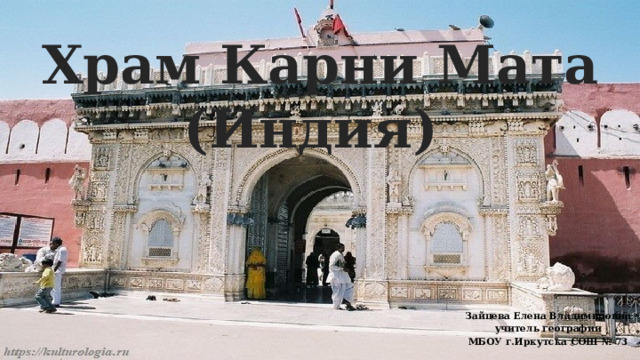  Храм Карни Мата  (Индия) Зайцева Елена Владимировна учитель географии МБОУ г.Иркутска СОШ № 73 