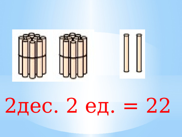 2дес. 2 ед. = 22 