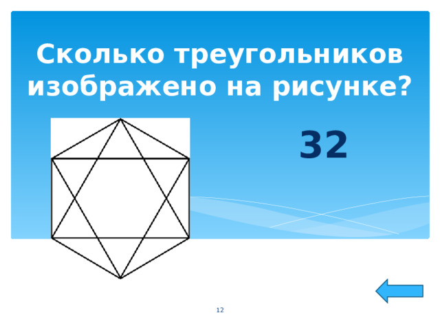 Сколько треугольников изображено на рисунке? 32  