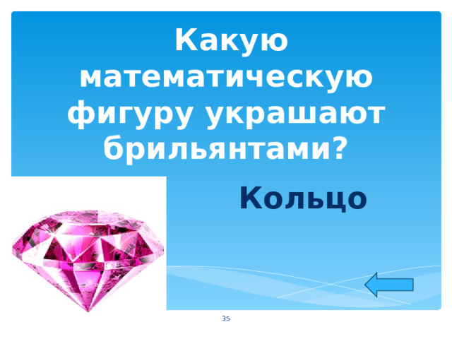  Какую математическую фигуру украшают брильянтами?  Кольцо  