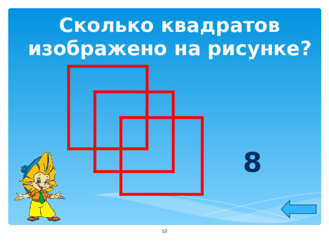 Сколько квадратов изображено на рисунке?   8  