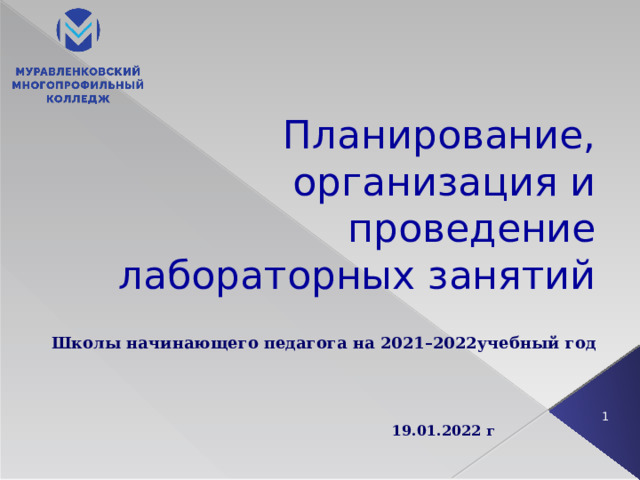 Планирование, организация и проведение лабораторных занятий  Школы начинающего педагога на 2021–2022учебный год  19.01.2022 г 