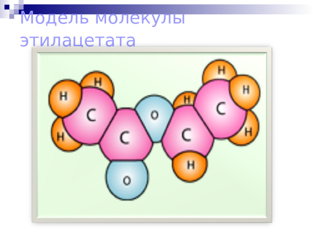 Модель молекулы этилацетата  