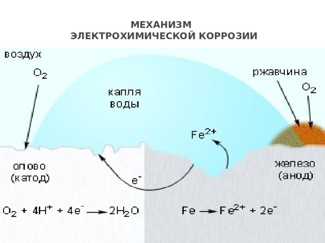 МЕХАНИЗМ  ЭЛЕКТРОХИМИЧЕСКОЙ КОРРОЗИИ 
