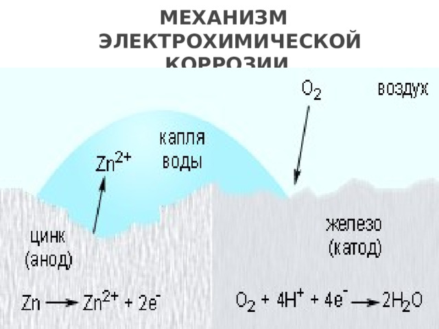 МЕХАНИЗМ  ЭЛЕКТРОХИМИЧЕСКОЙ КОРРОЗИИ 