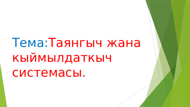 Тема: Таянгыч жана кыймылдаткыч системасы. 