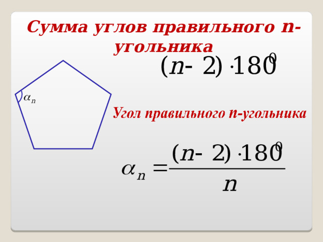 Сумма углов правильного n -угольника 