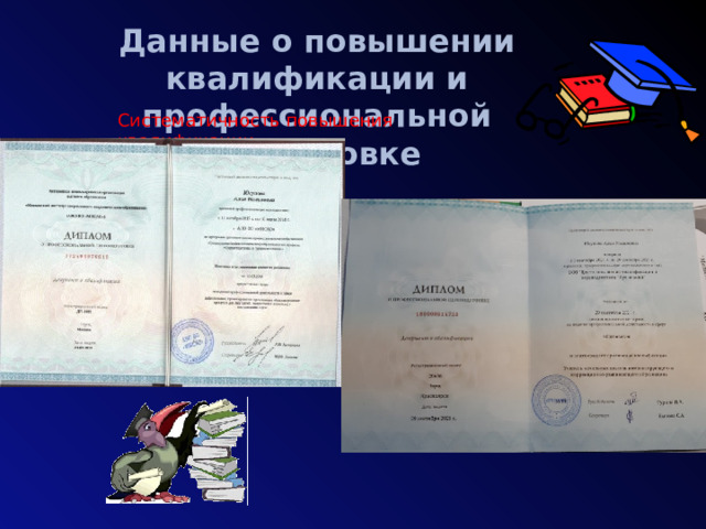 Данные о повышении квалификации и профессиональной подготовке 80 «Институт повышения квалификации и развития регионального образования» 80 Систематичность повышения квалификации  