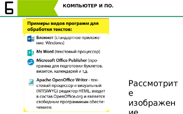 КОМПЬЮТЕР И ПО. Рассмотрите изображение 