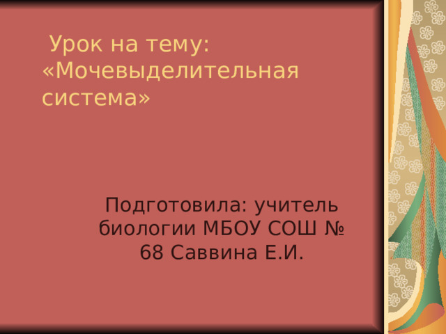  Урок на тему: «Мочевыделительная система» 