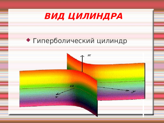 ВИД ЦИЛИНДРА Гиперболический цилиндр 