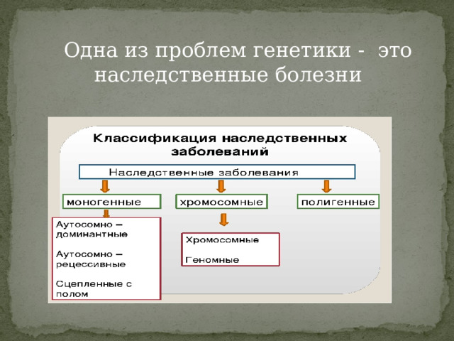 Одна из проблем генетики - это наследственные болезни 