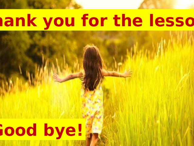 Thank you for the lesson Good bye! 