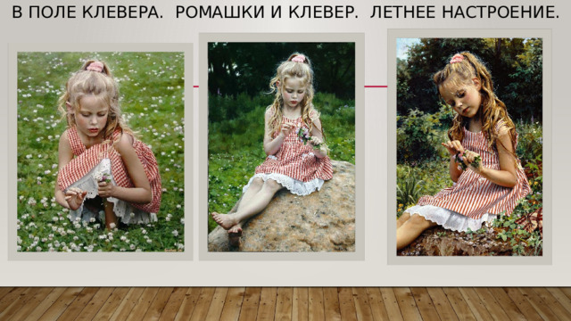 В поле клевера. Ромашки и клевер. Летнее настроение.    