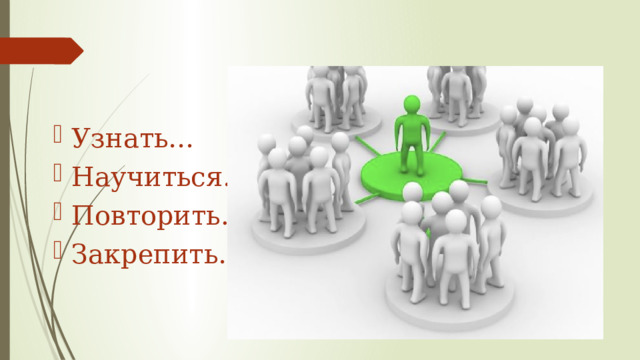 Узнать… Научиться… Повторить.. Закрепить… 