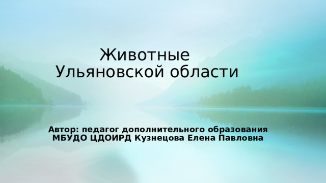 Животные  Ульяновской области Автор: педагог дополнительного образования МБУДО ЦДОИРД Кузнецова Елена Павловна 