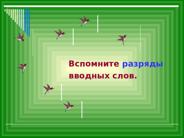  Вспомните разряды  вводных слов.  