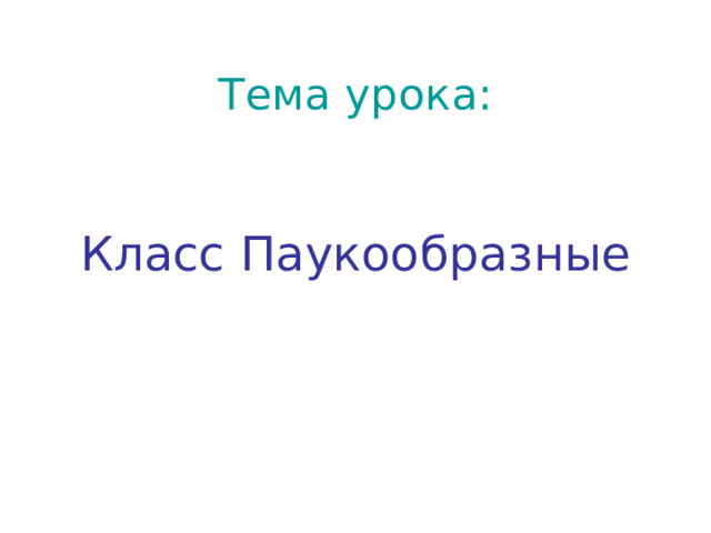   Тема урока:   Класс Паукообразные 