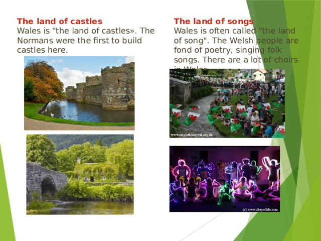 The land of castles The land of songs Wales is 