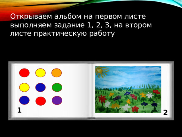 Открываем альбом на первом листе выполняем задание 1, 2, 3, на втором листе практическую работу 1 2 