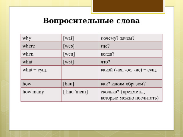 Вопросительные слова 
