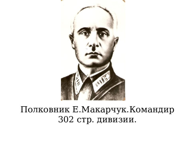 Полковник Е.Макарчук.Командир 302 стр. дивизии. 