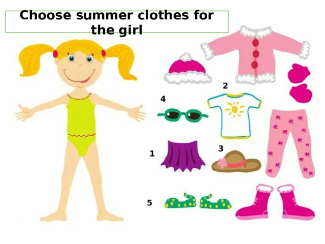 Choose summer clothes for the girl 2 4 3 1 5 