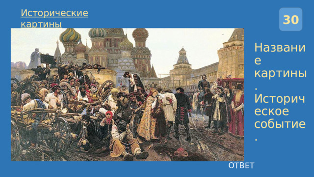 Исторические картины 30 Название картины. Историческое событие. ОТВЕТ 