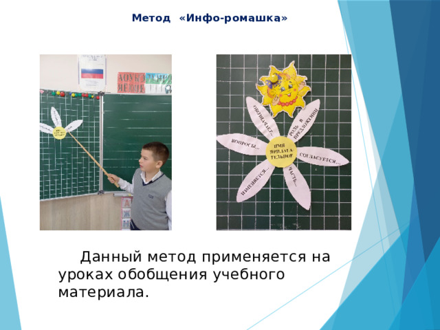 Метод «Инфо-ромашка»     Данный метод применяется на уроках обобщения учебного материала.  