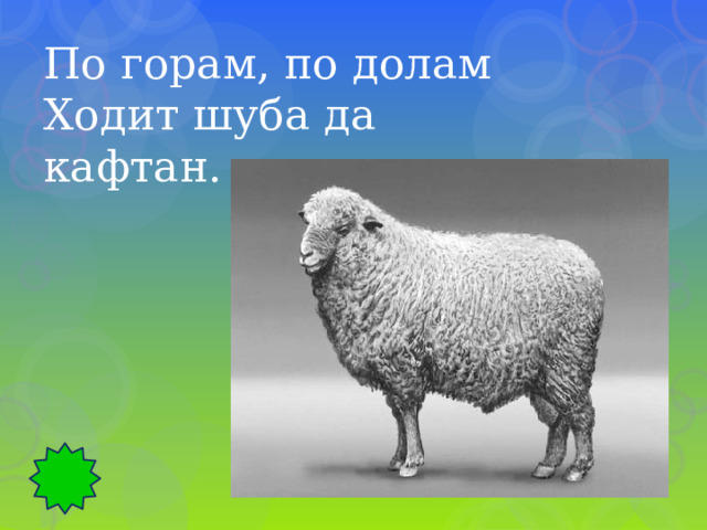По горам, по долам Ходит шуба да кафтан. 