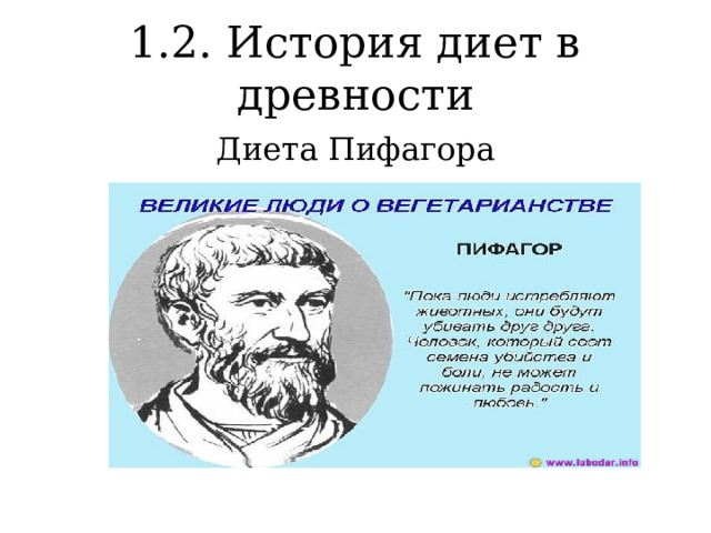 1.2. История диет в древности Диета Пифагора 