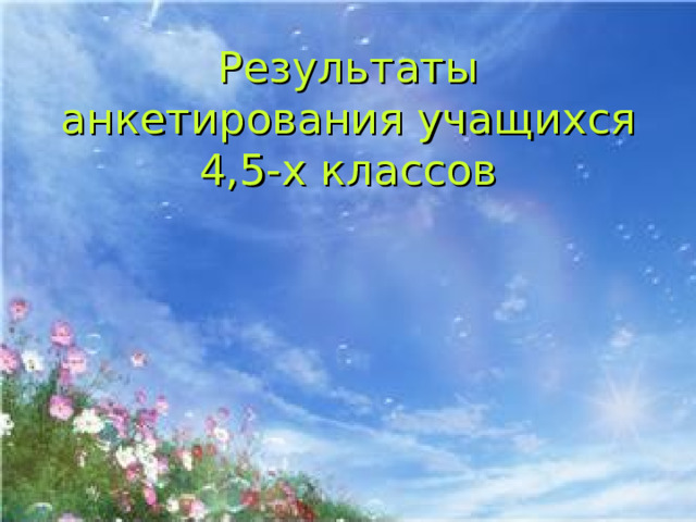 Результаты анкетирования учащихся 4,5-х классов 