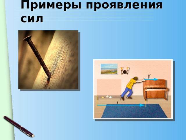 Примеры проявления сил 