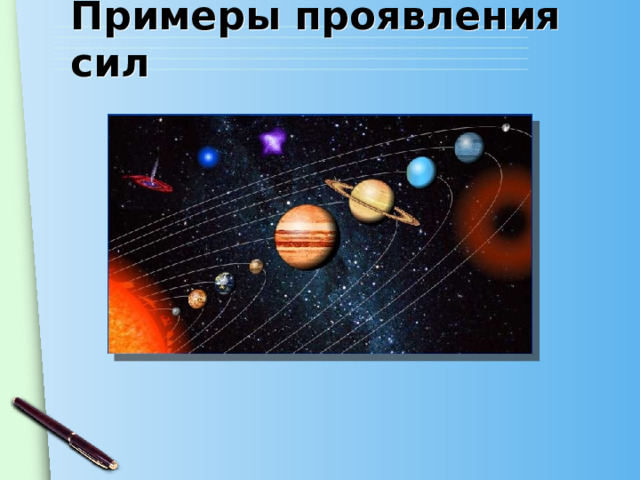 Примеры проявления сил 