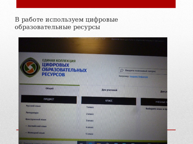 В работе используем цифровые образовательные ресурсы 