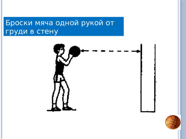 Броски мяча одной рукой от груди в стену 