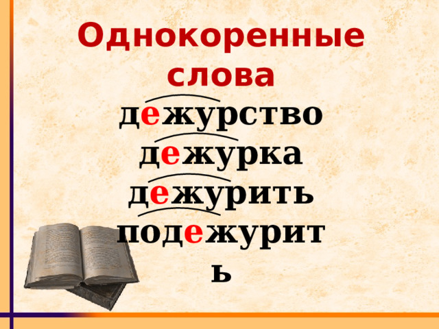 Однокоренные слова д е журство д е журка д е журить под е журить 