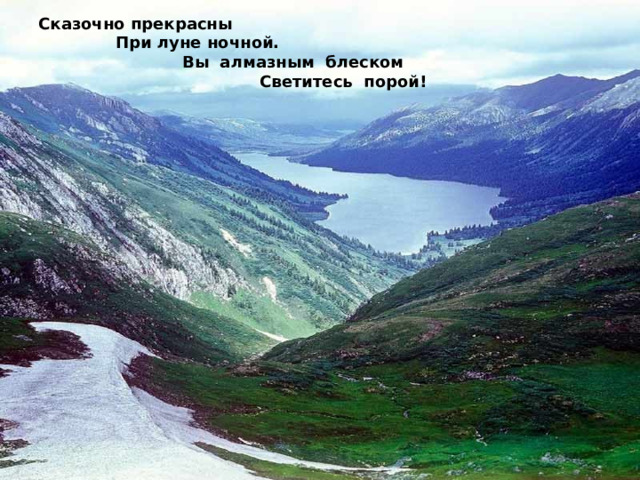 Сказочно прекрасны  При луне ночной.  Вы алмазным блеском  Светитесь порой! 