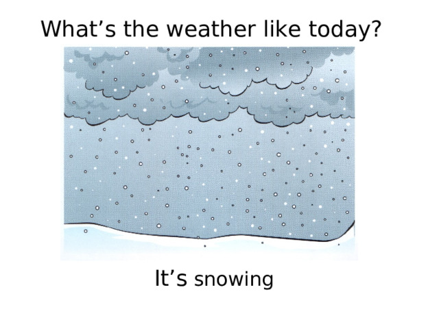 What’s the weather like today? It’s snowing 