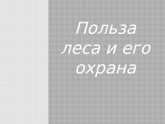 Польза леса и его охрана 