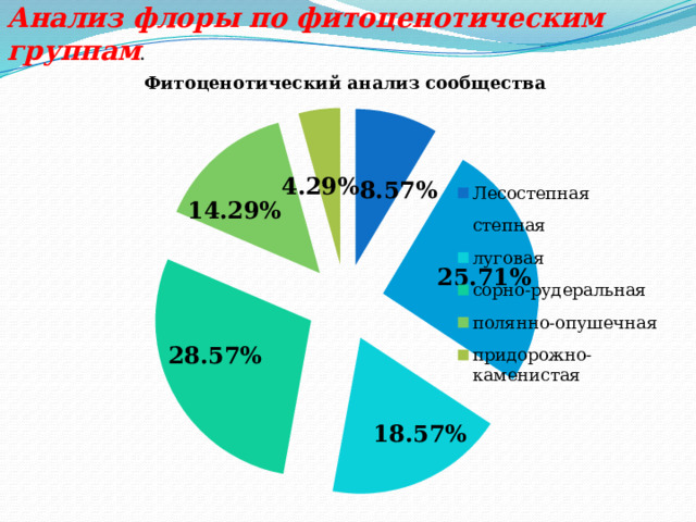 Анализ флоры по фитоценотическим группам . 
