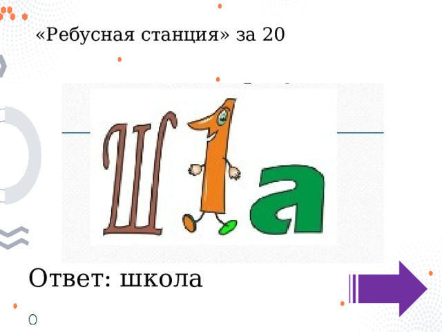 «Ребусная станция» за 20 Ответ: школа 