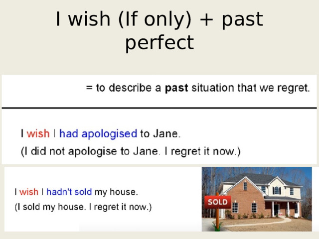 I wish (If only) + past perfect 