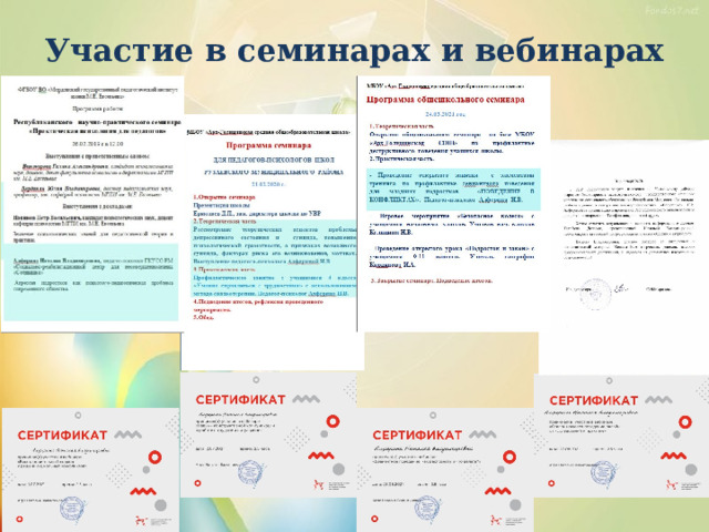 Участие в семинарах и вебинарах 