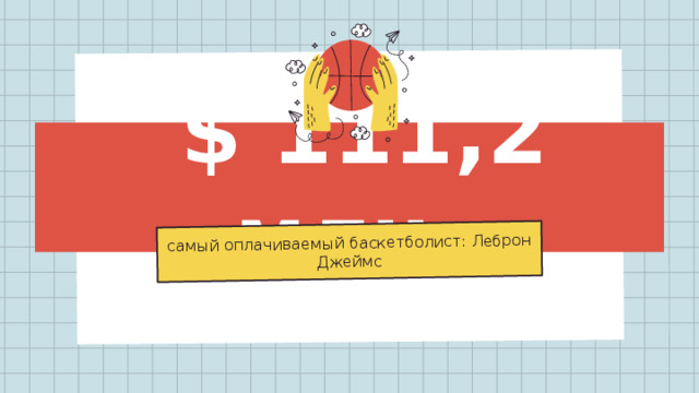 самый оплачиваемый баскетболист: Леброн Джеймс  $ 111,2 млн. 