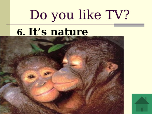 Do you like TV? 6.  It’s nature programme 