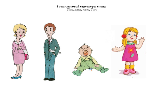 I тип слоговой структуры слова: Тётя, дядя, ляля, Тата 
